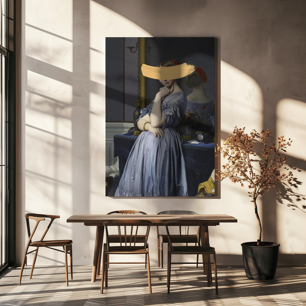 Klassiek olieverfschilderij en gele spatten | Canvas