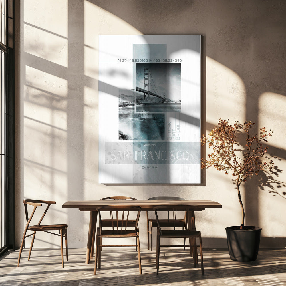 Posterkunst SAN FRANCISCO Presidio | turquoise marmer | Canvas