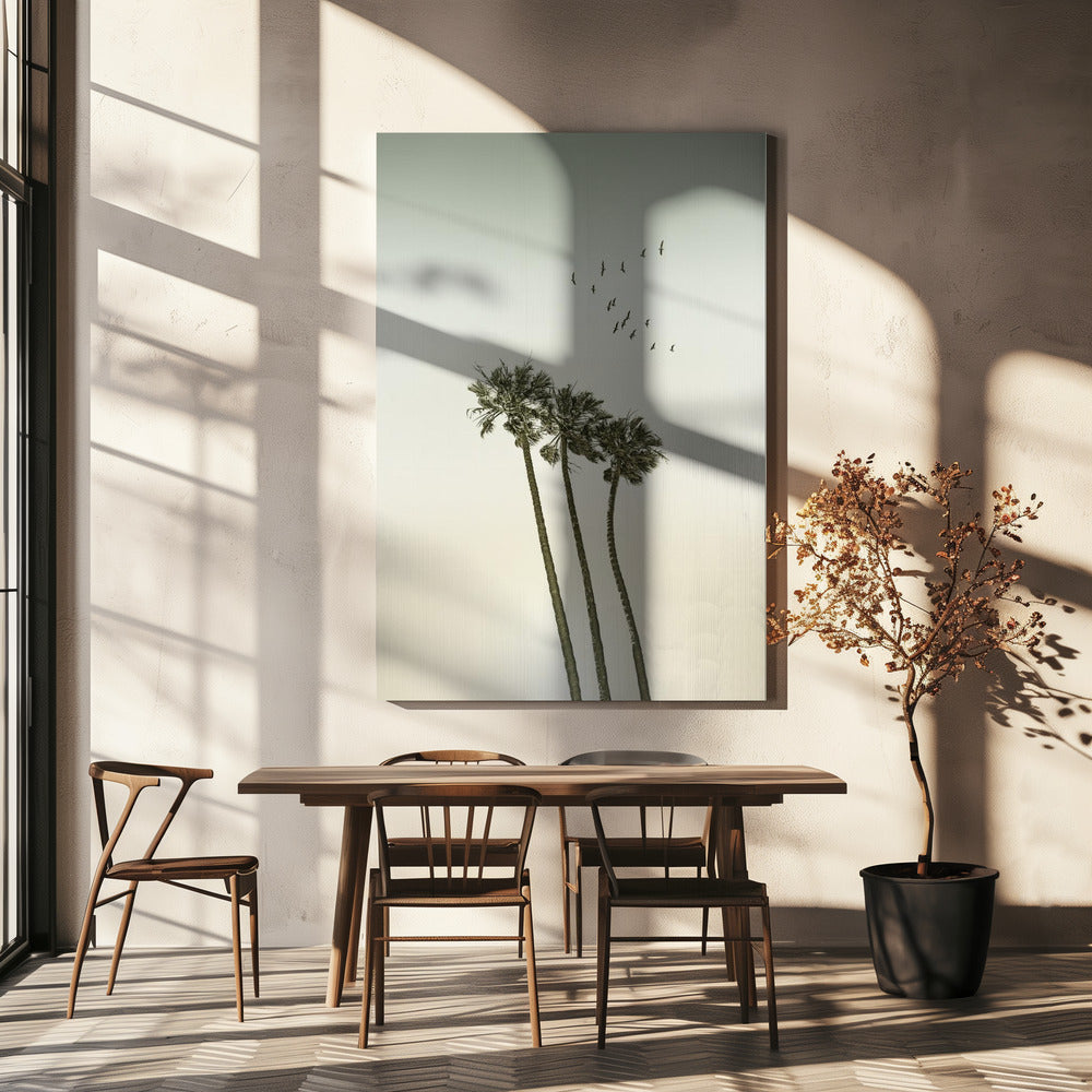 Vintage minimalistische palmbomen en zonsondergang | Canvas
