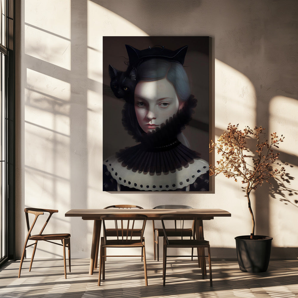 Mevrouw Zwarte Poes | Canvas