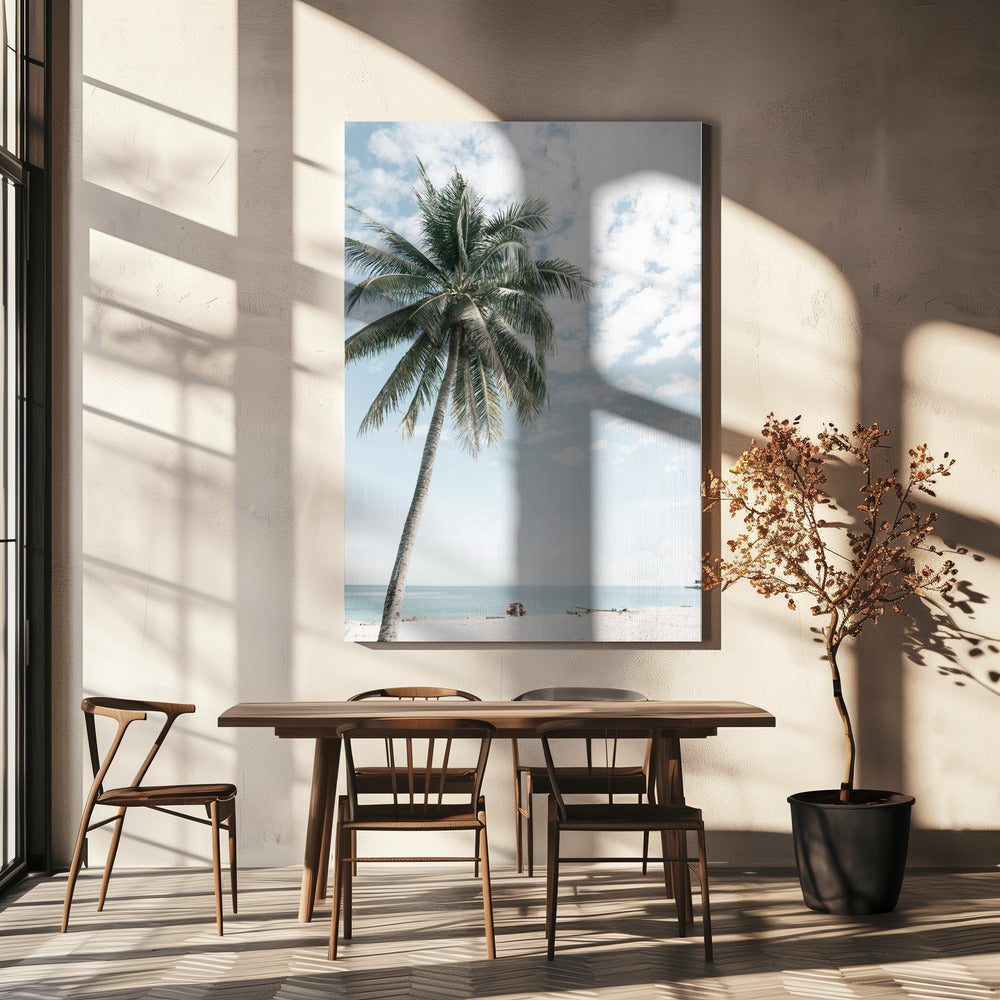 Palmboom op het strand 2 | Canvas