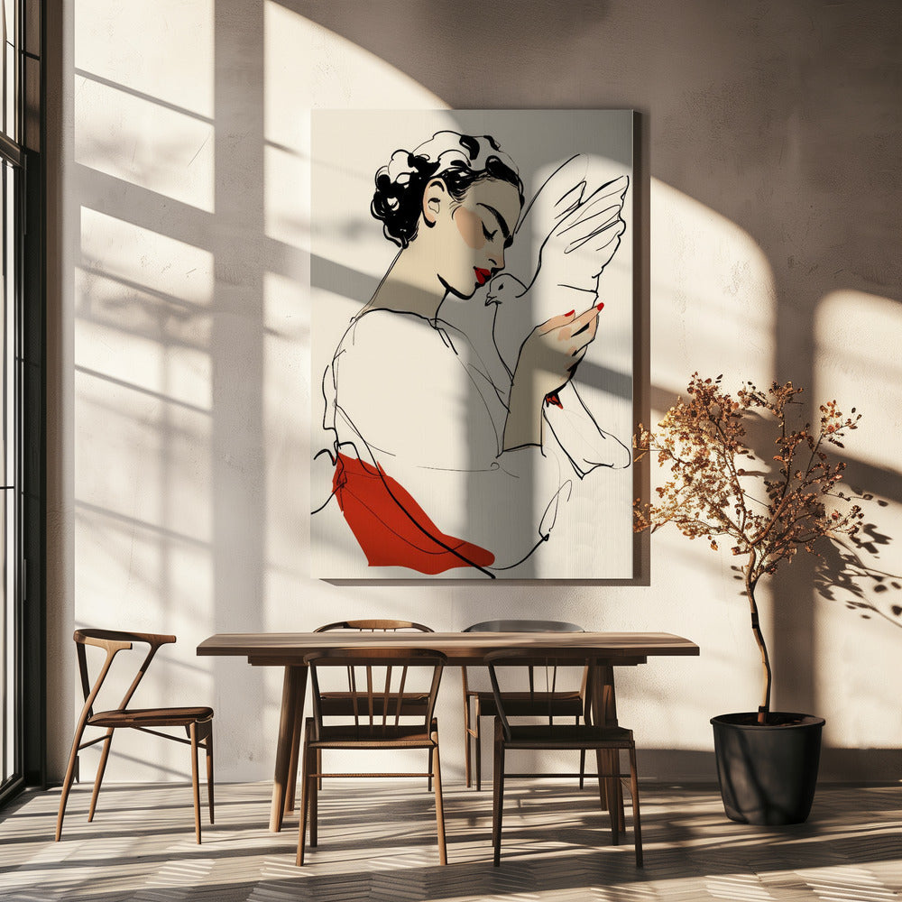 Duif Omhelzing | Canvas