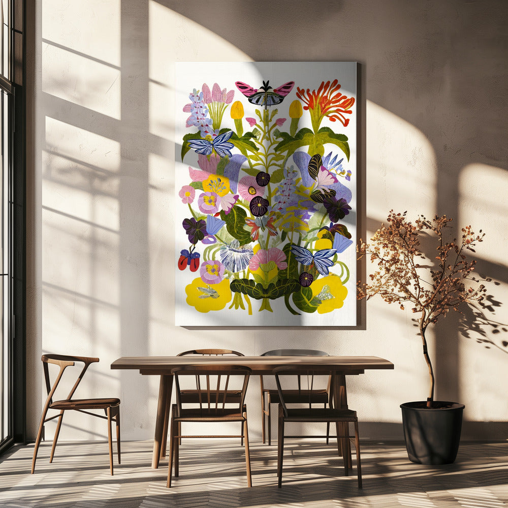 Abstract herfstbloemen | Canvas