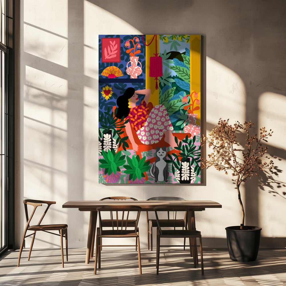 Flower power Vrouw | Canvas