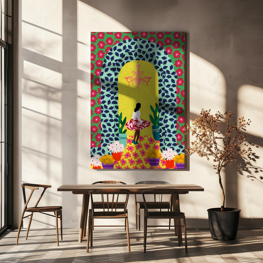 Bloemenportaalmeisje | Canvas
