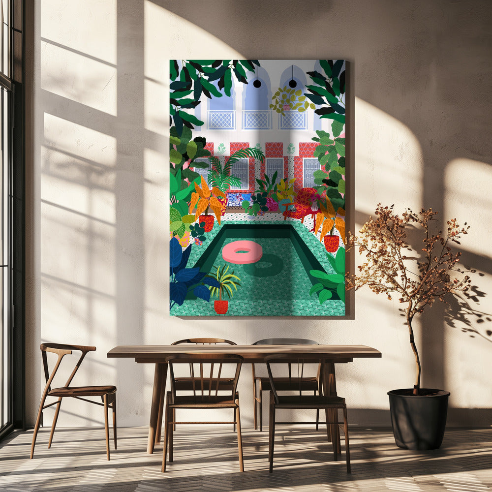 Genieten van het zwembad | Canvas