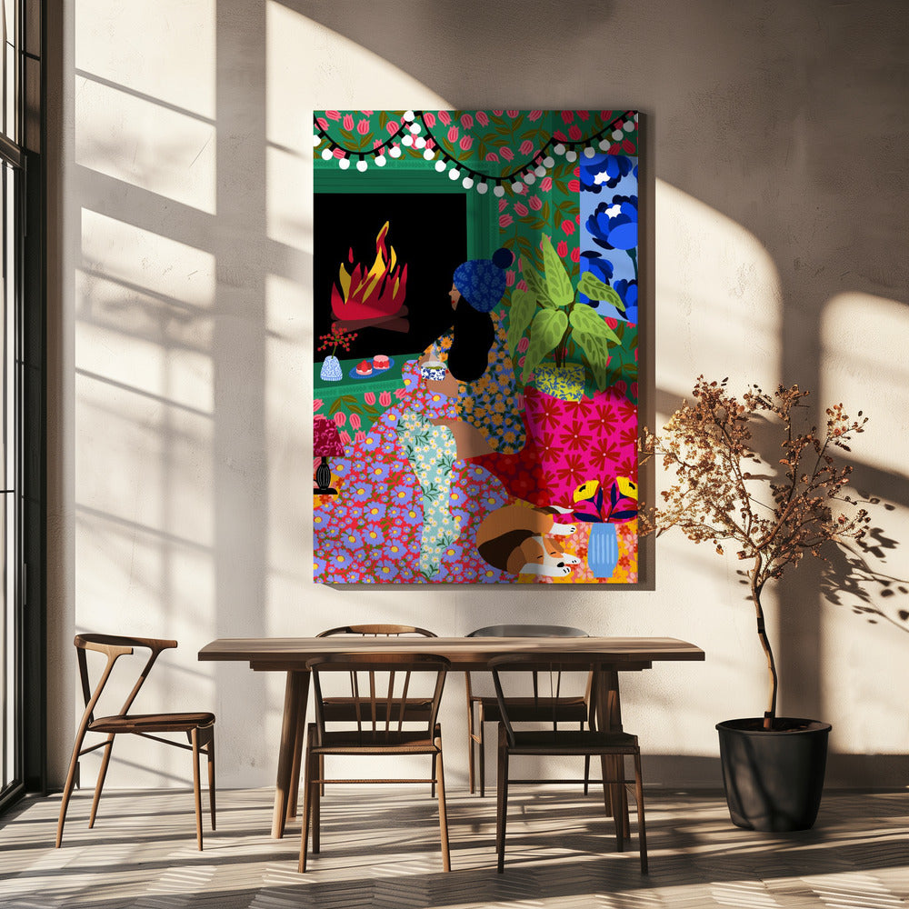 Ontspannen voor mijn open haard | Canvas