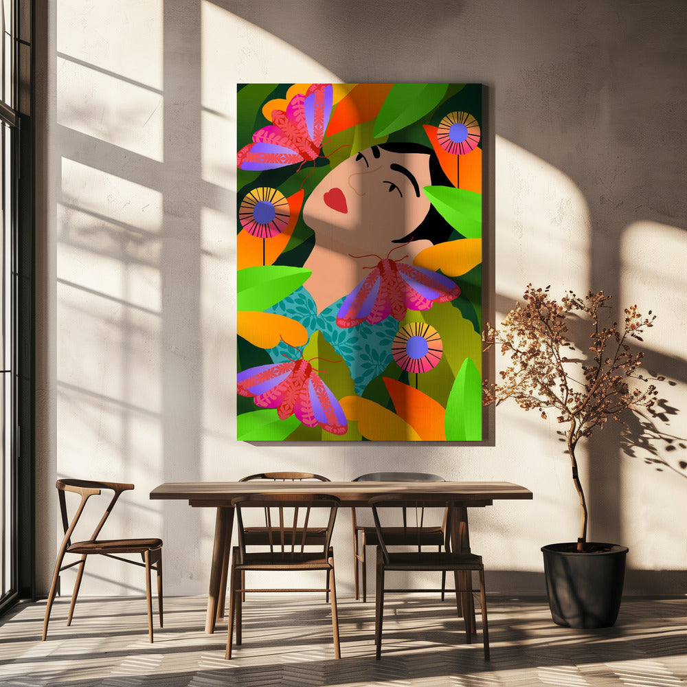 Meisje met haar planten | Canvas