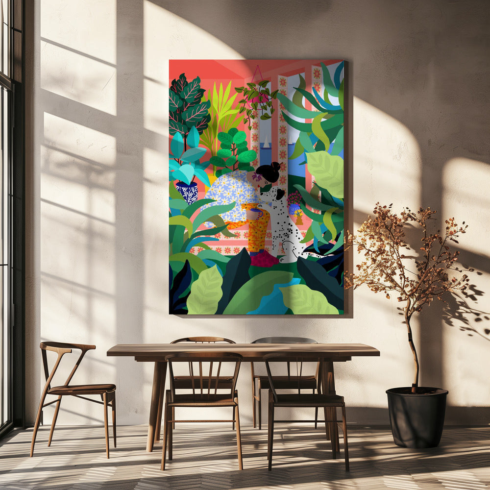 Meisje met hondje | Canvas