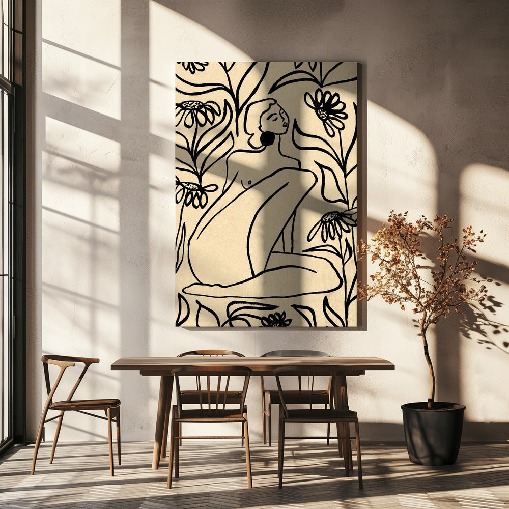 Meisje in zonnebloemveld | Canvas