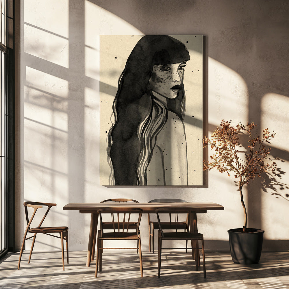 Langharige dame | Canvas