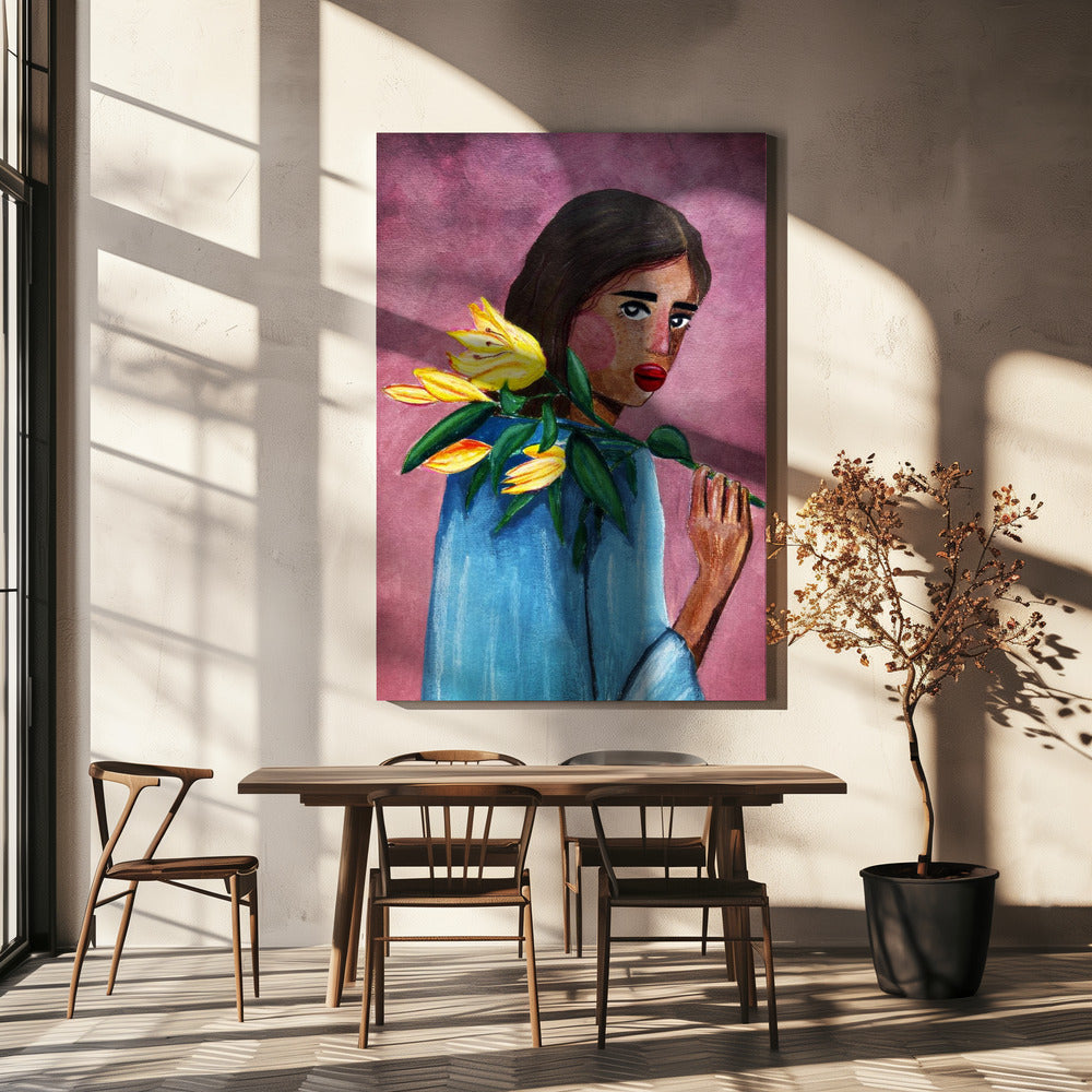 Vrouw met lelie | Canvas
