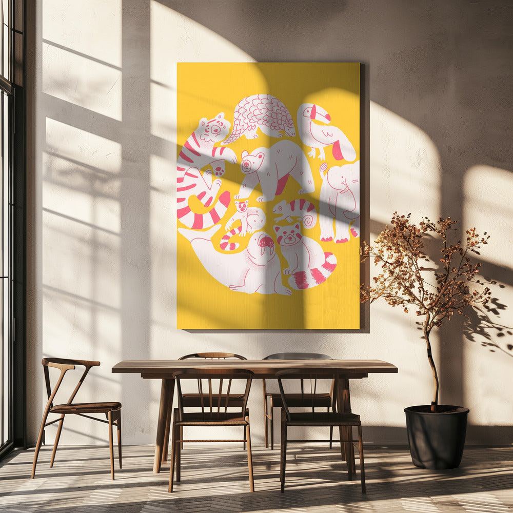 Yellow Animal Collage | Canvas