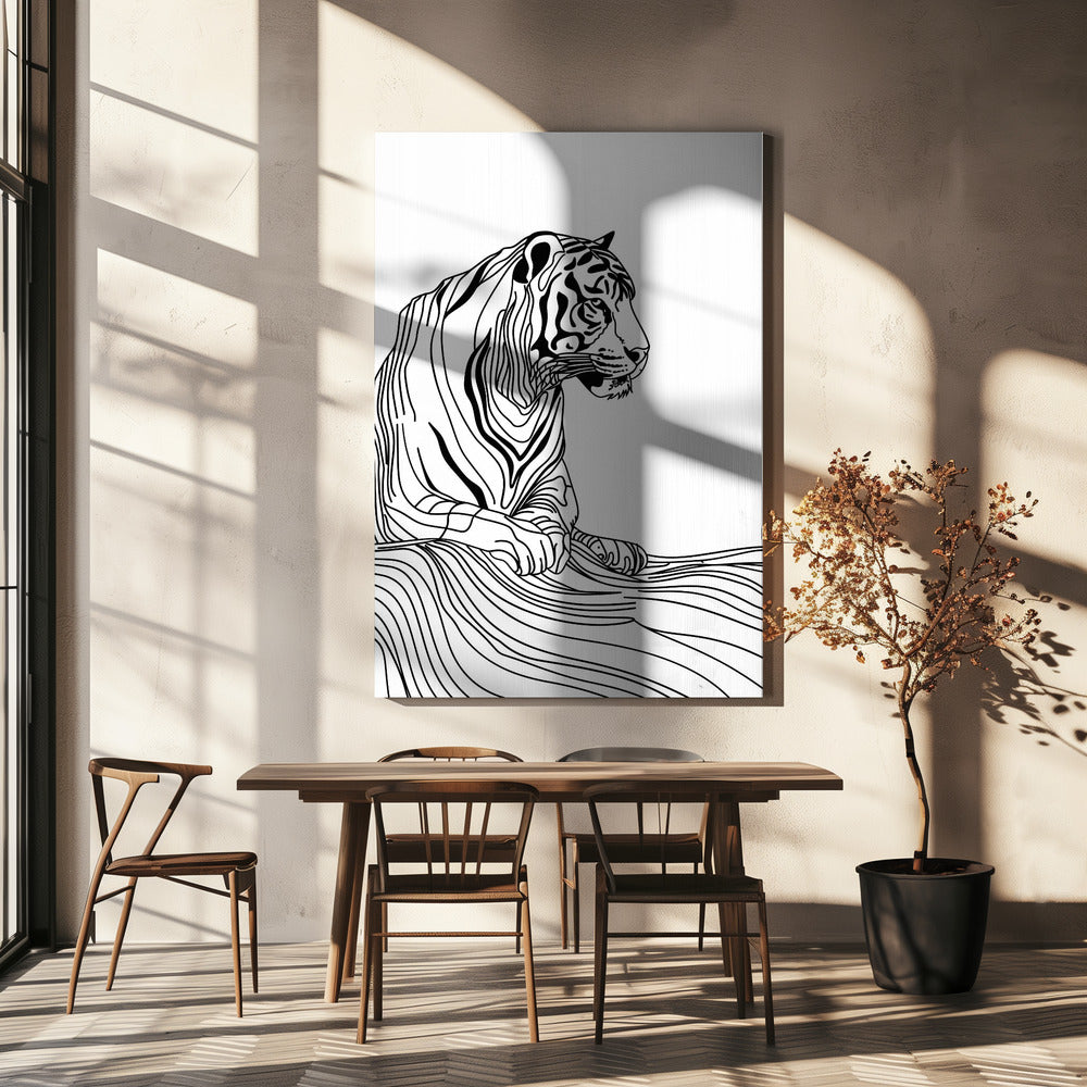 Lijnenkunst Tijger | Canvas