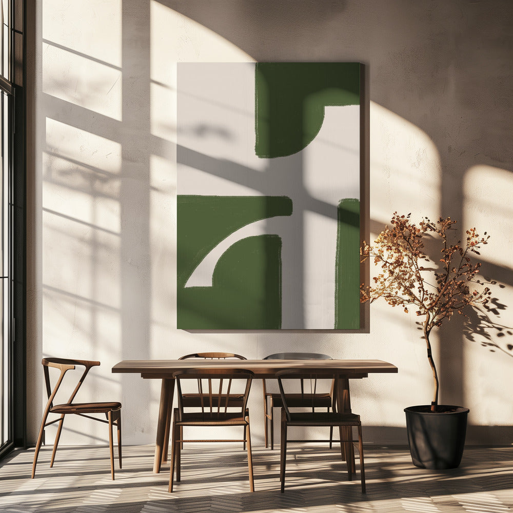 Groene geometrische stroom | Canvas