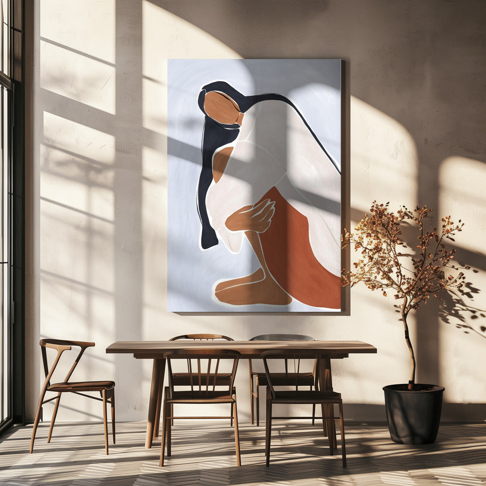 Vrouw omarmt zichzelf Print door Ivy Green Illustrations | Canvas