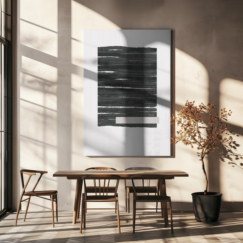 Zwarte horizontale penseelstreken | Canvas