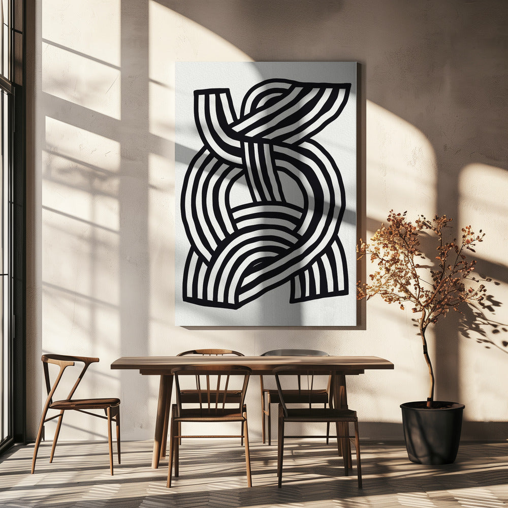 Mid-Century Modern Abstract Lijnkunst Schilderij | Canvas