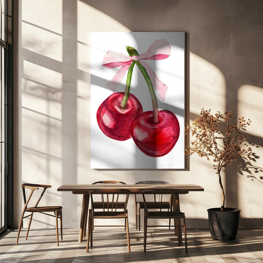 Rode kersenroze strik | Canvas