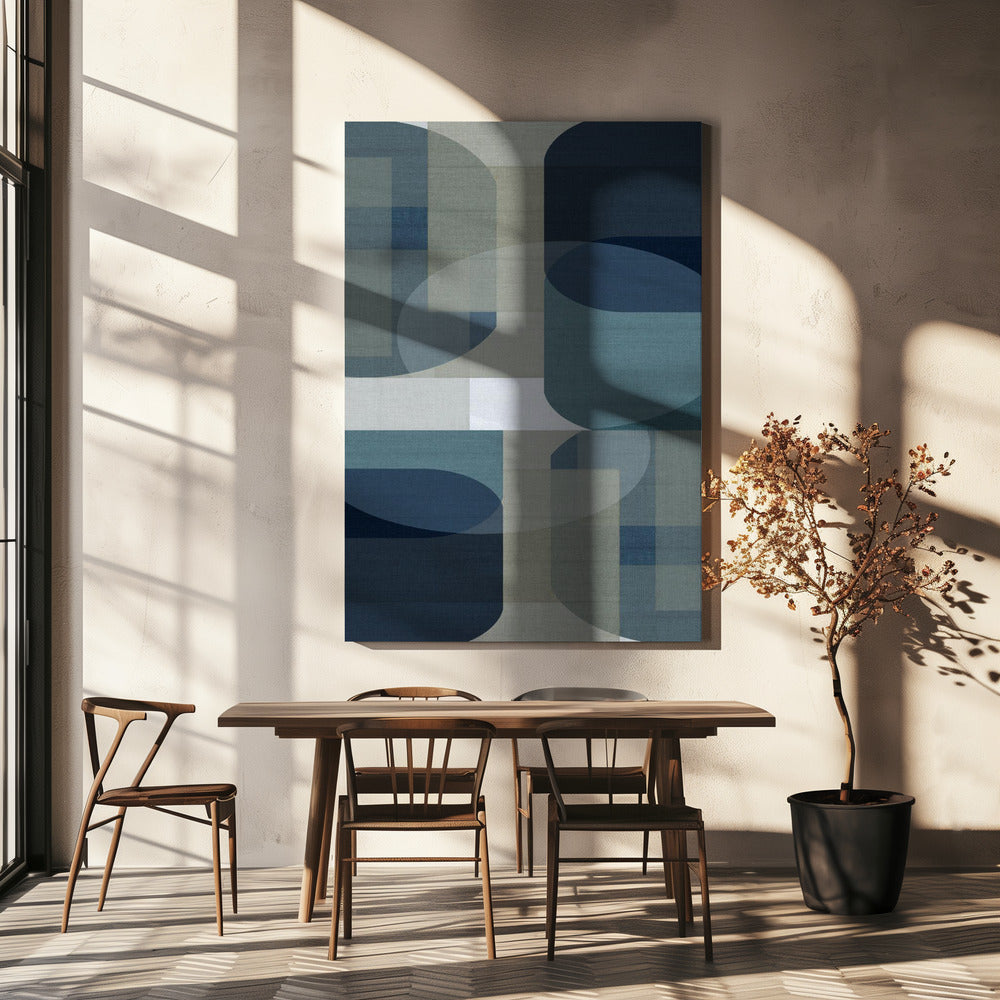 Geweven blauwe lagen 5 | Canvas