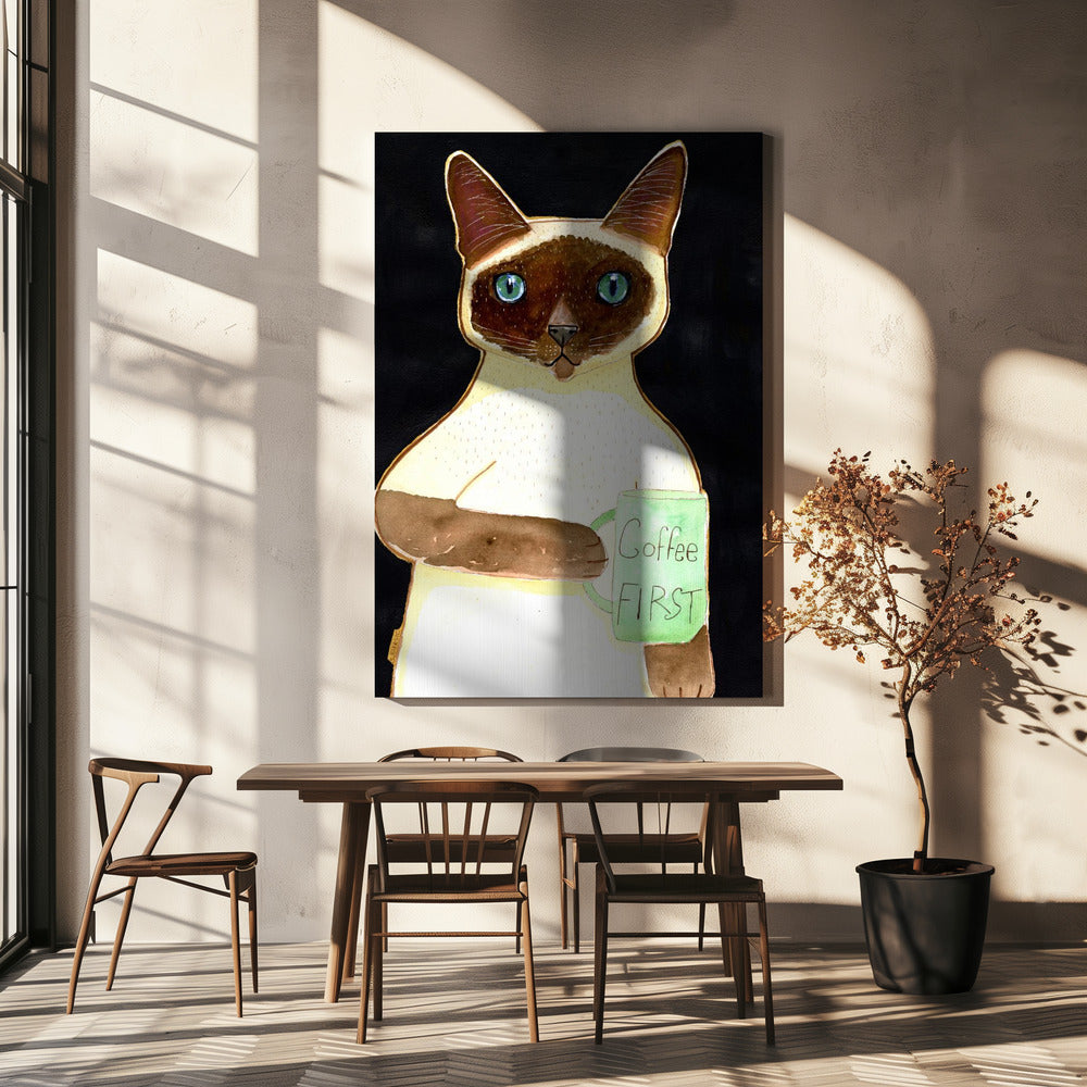 koffiekat 2 Siamese | Canvas