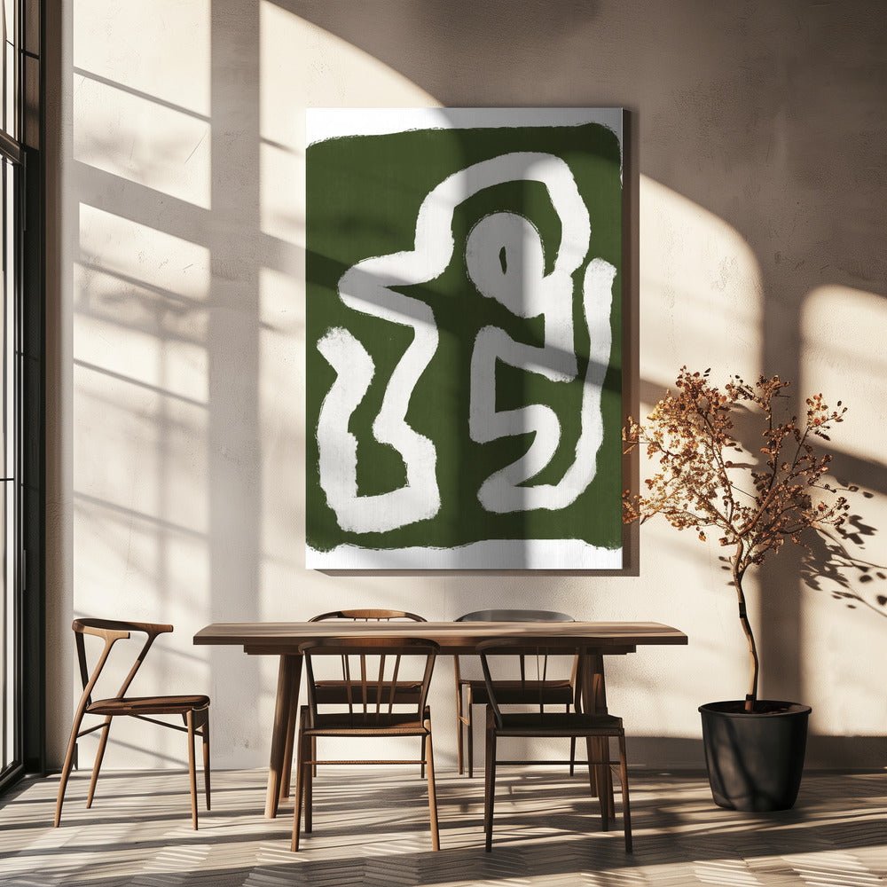 Abstracte Groene Lijnen 3 | Canvas