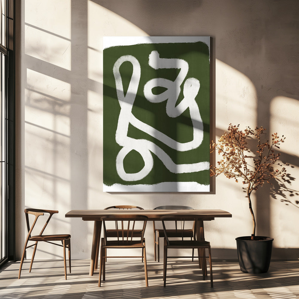 Abstracte Groene Lijnen 2 | Canvas