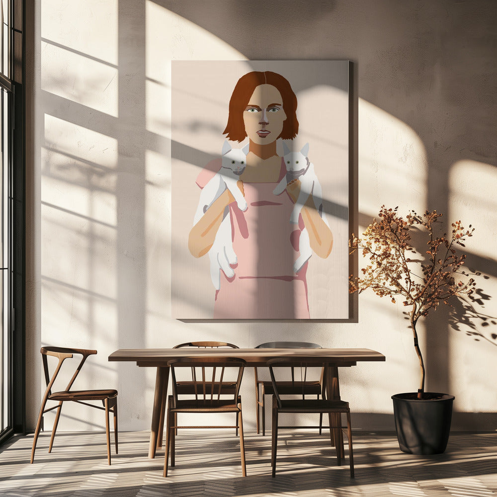 Dame met kittens | Canvas