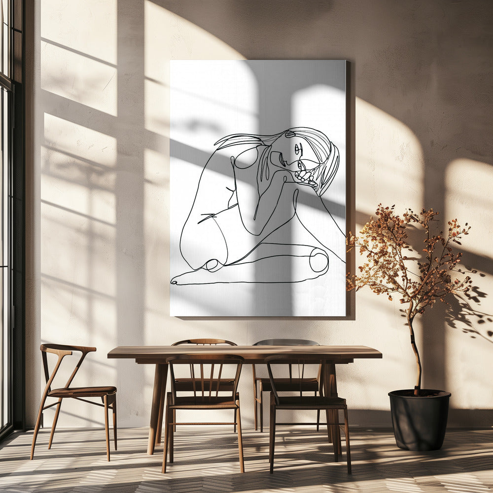 Lijntekening van vrouw | Canvas