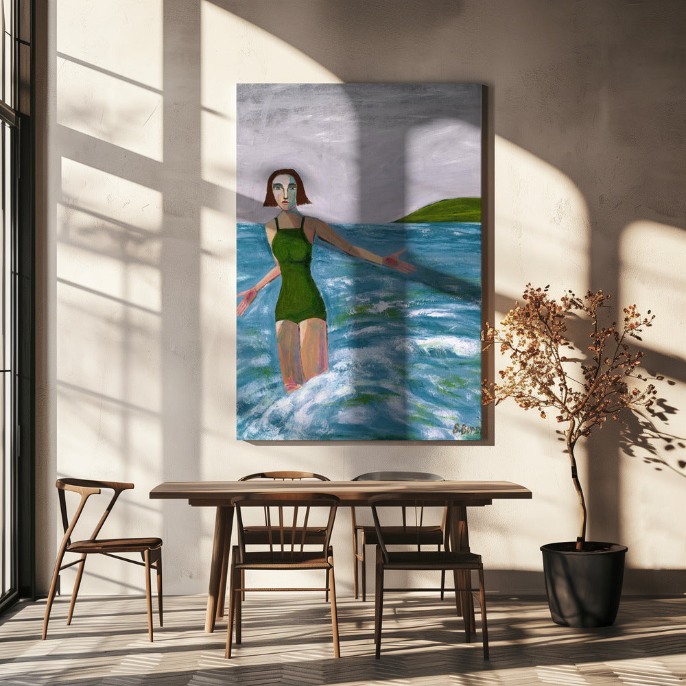 Vrouw aan zee | Canvas