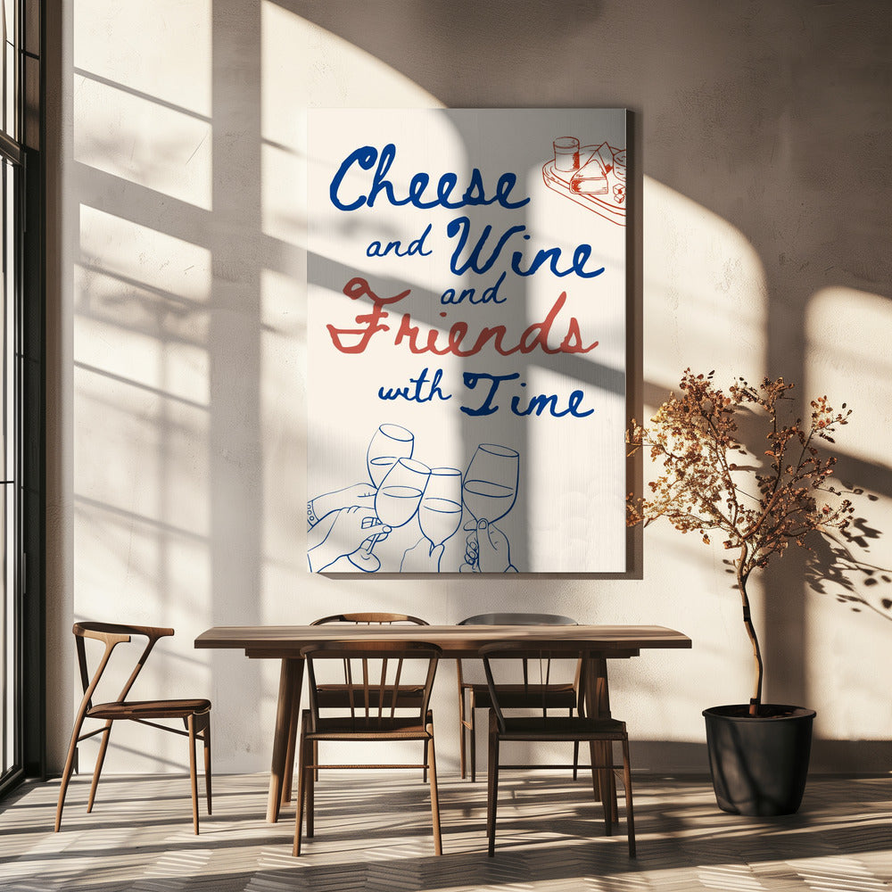 Kaas en wijn..., Tekst + Illustratie | Canvas