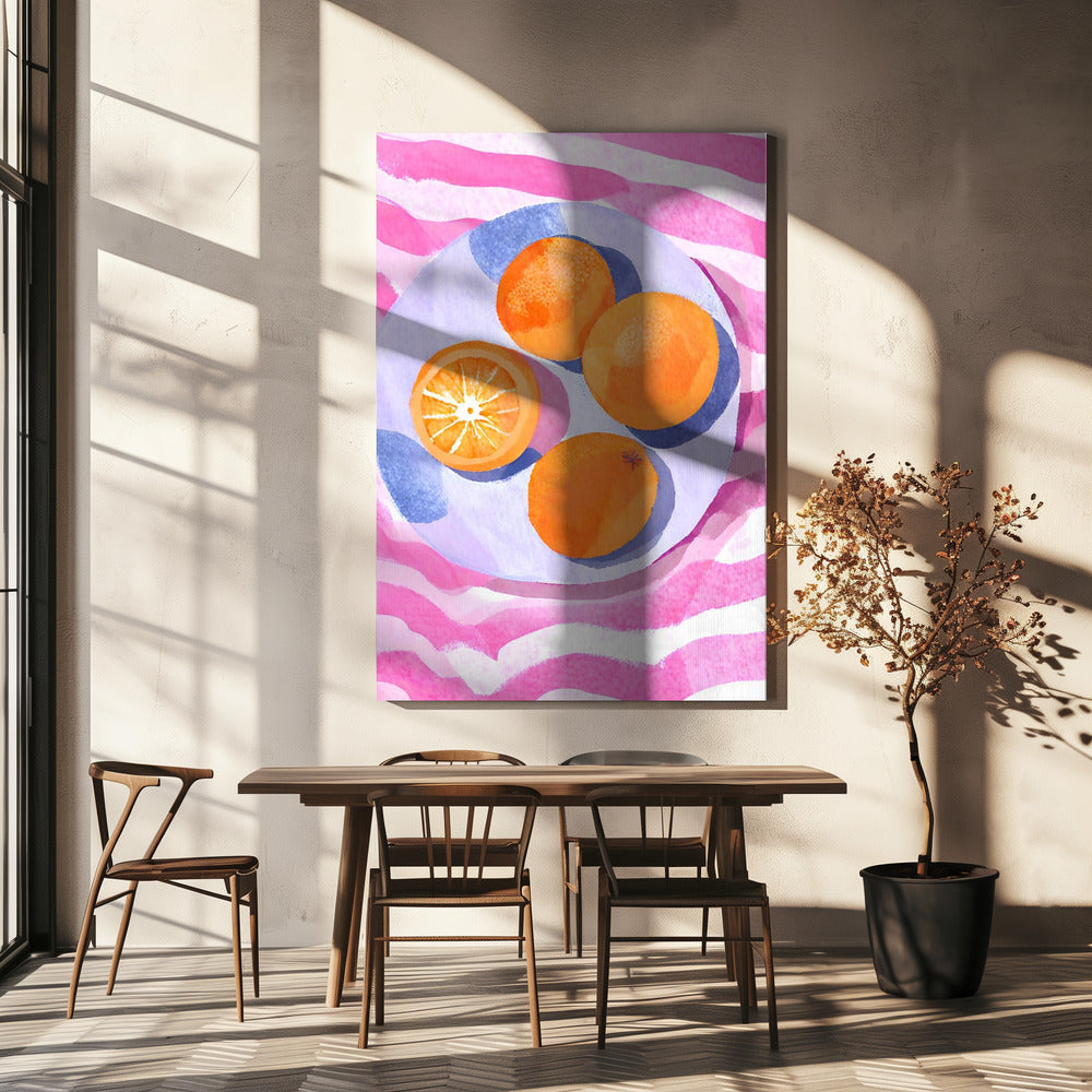 Orangen auf Teller | Canvas