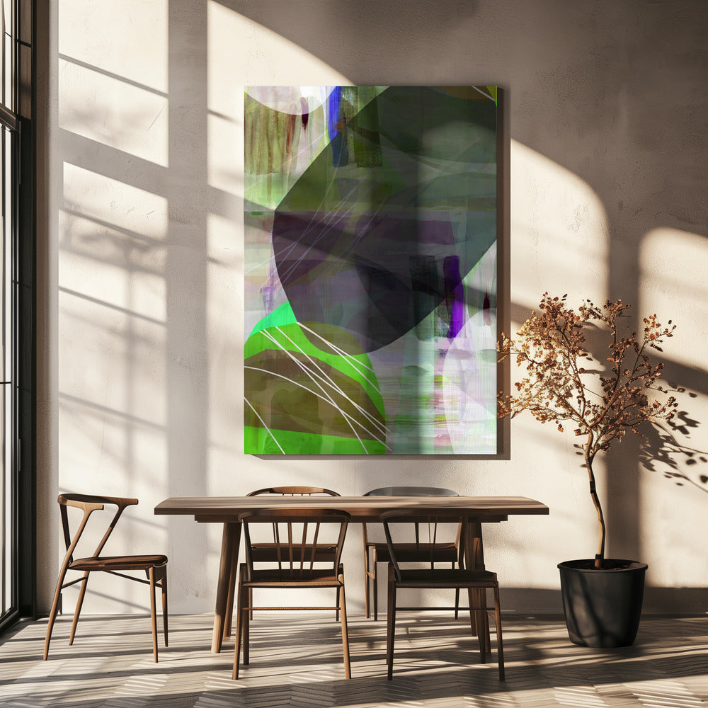 Abstracte groene vormen 1 | Canvas