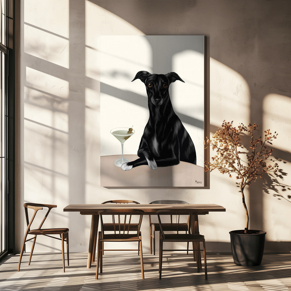 Stijlvolle windhond met martini | Canvas