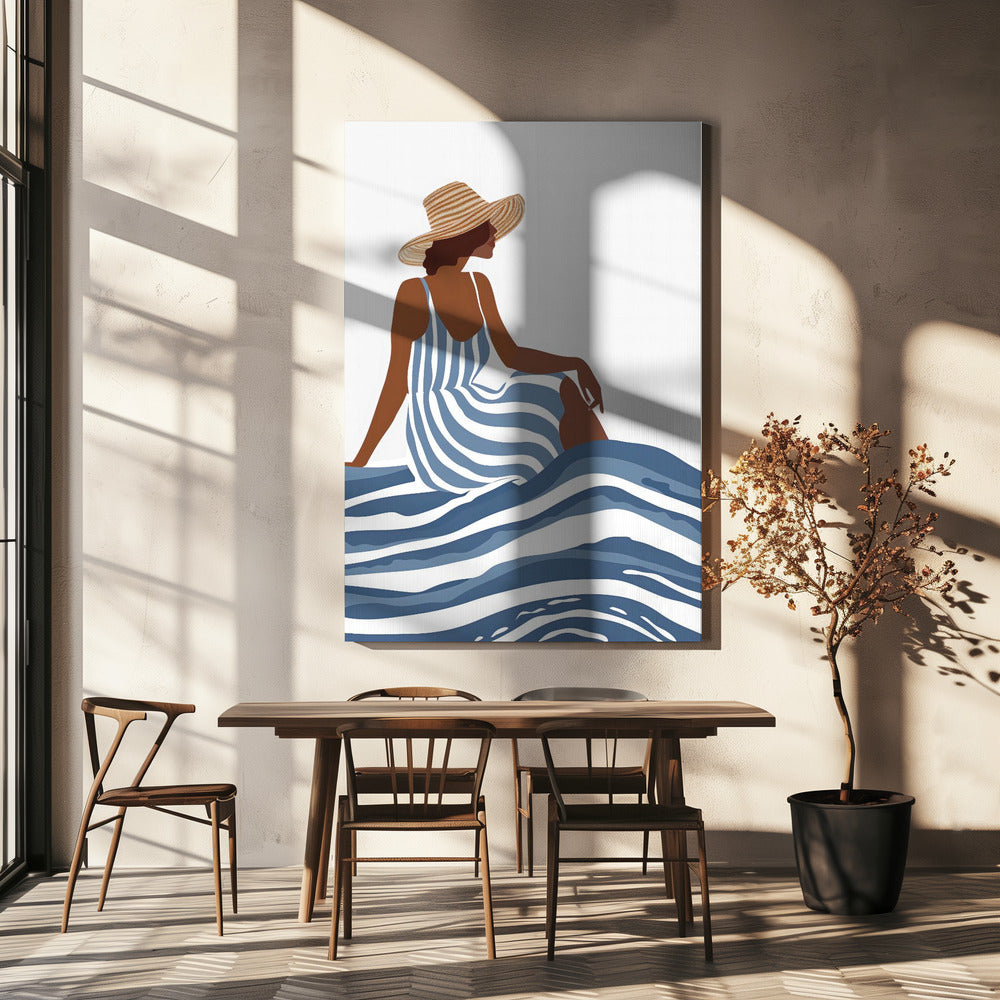 Het meisje in de gestreepte jurk | Canvas