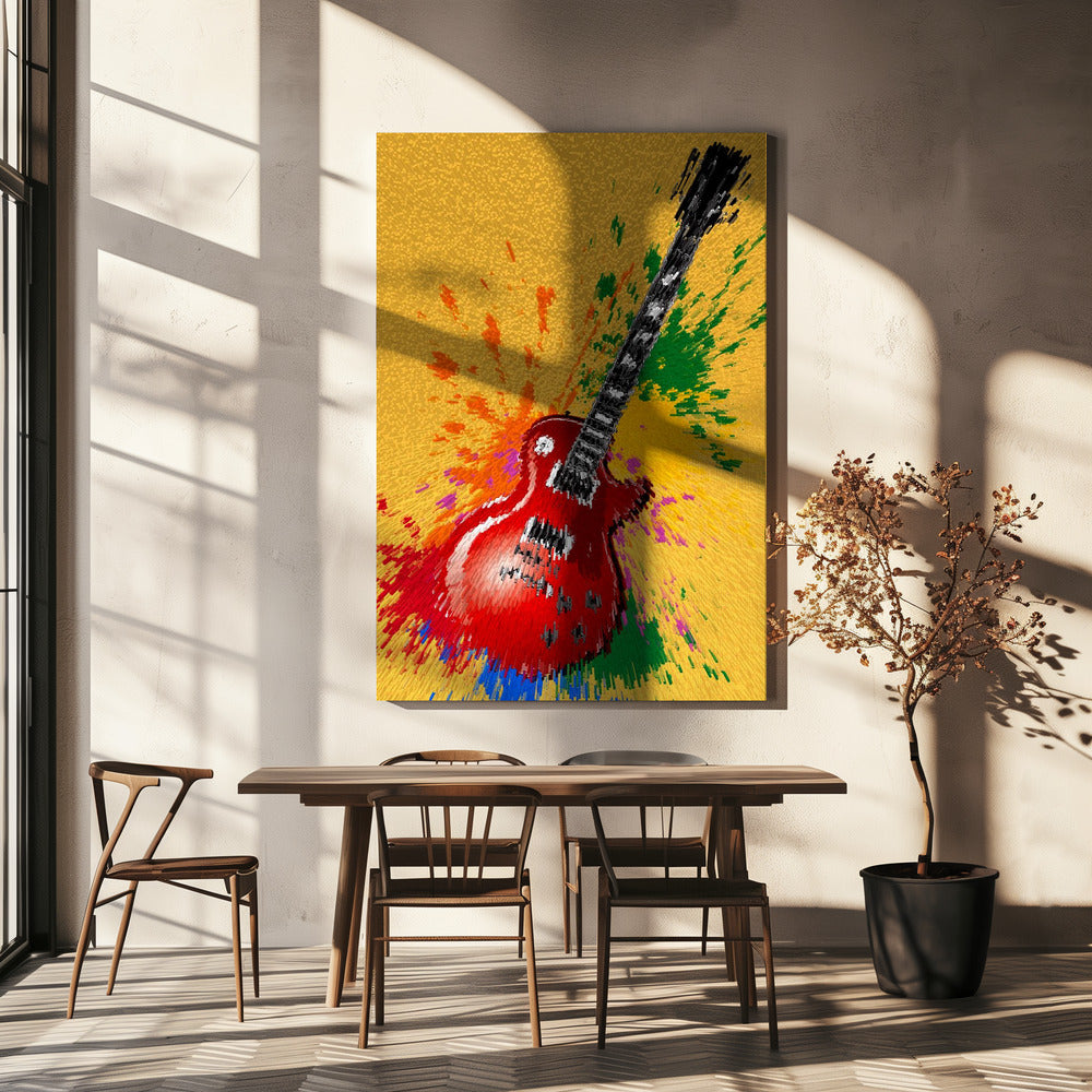 Elektrische gitaar popart exploderend | Canvas