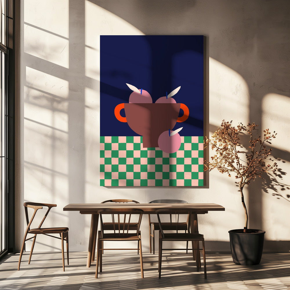 Fruitschaal met roze appels | Canvas