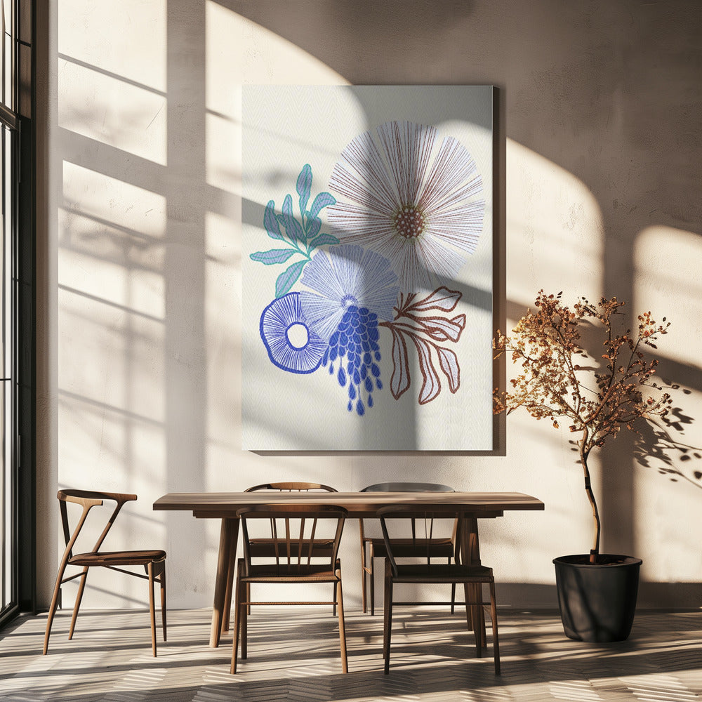 Koraal bloemen | Canvas