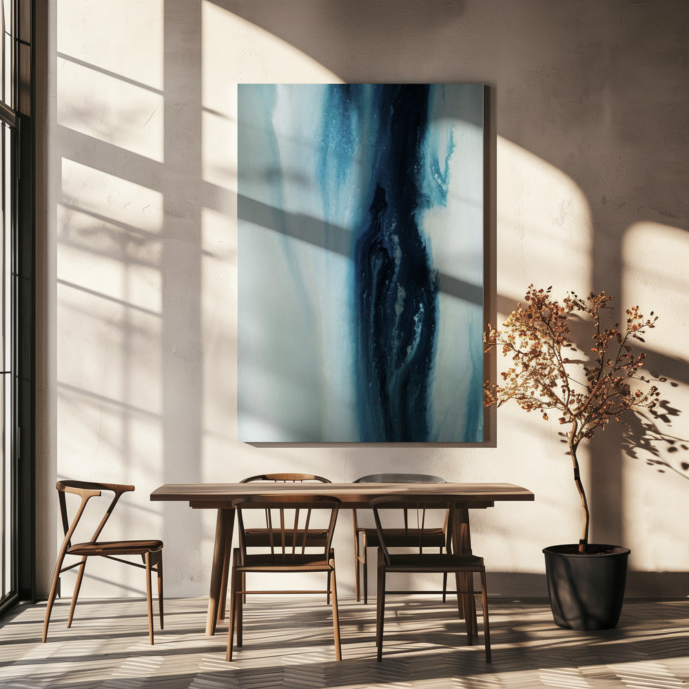 Flowing - Diepblauw | Canvas