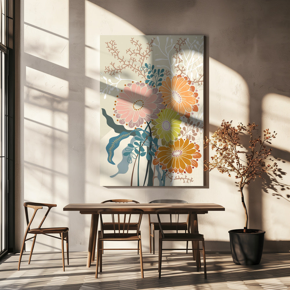 Lente Madeliefjes Aardse Tinten | Canvas