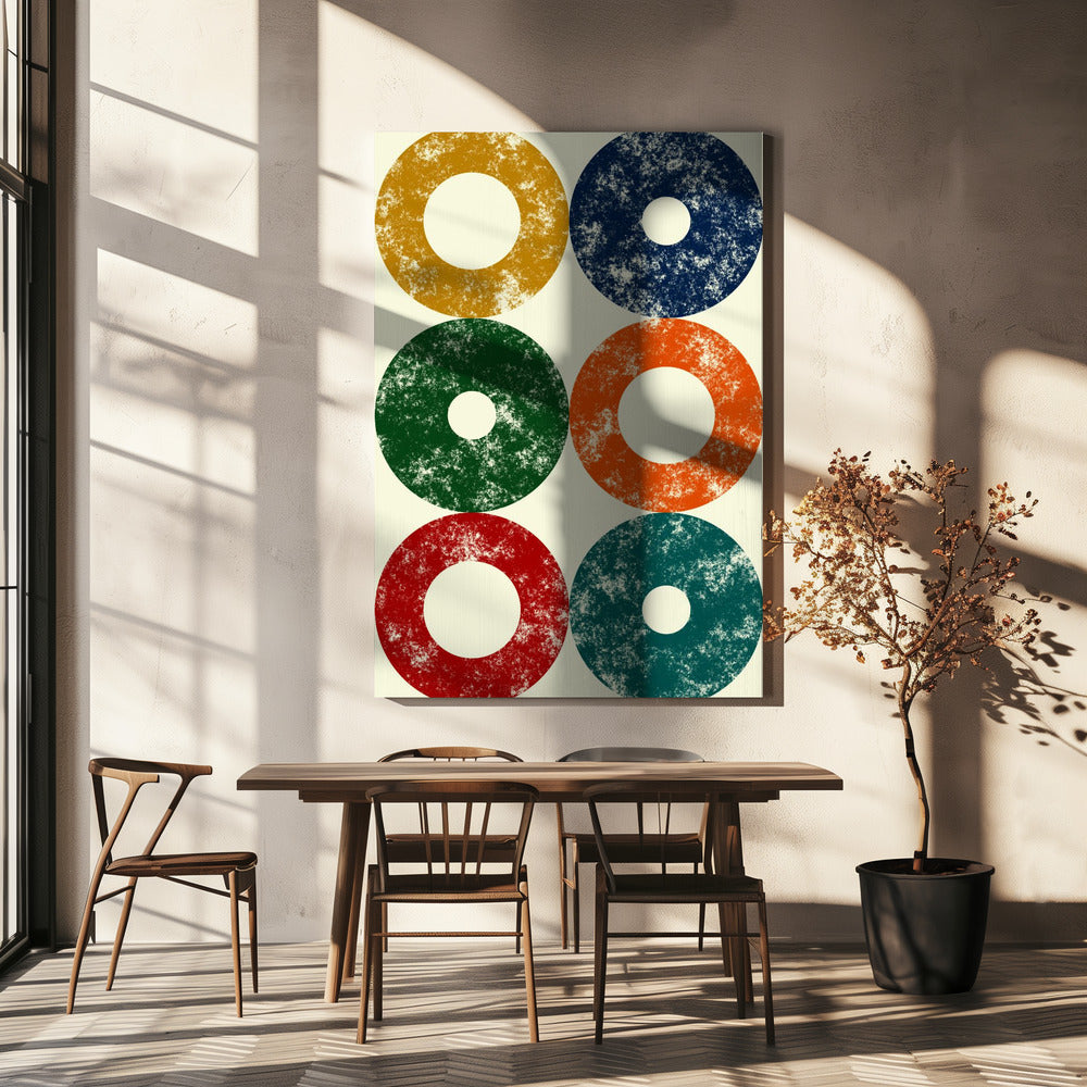 Kleurrijke cirkels rij | Canvas