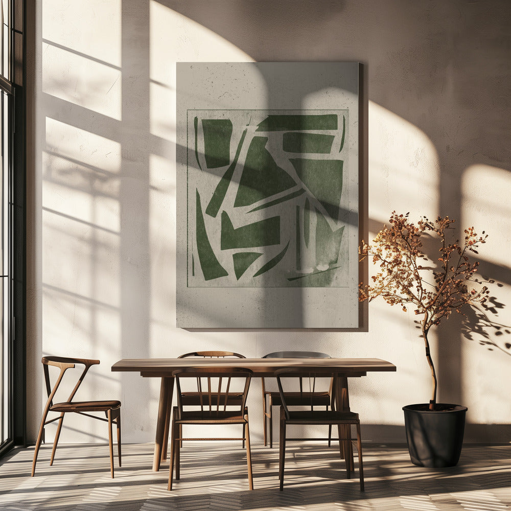Groen Geometrisch Doolhof | Canvas