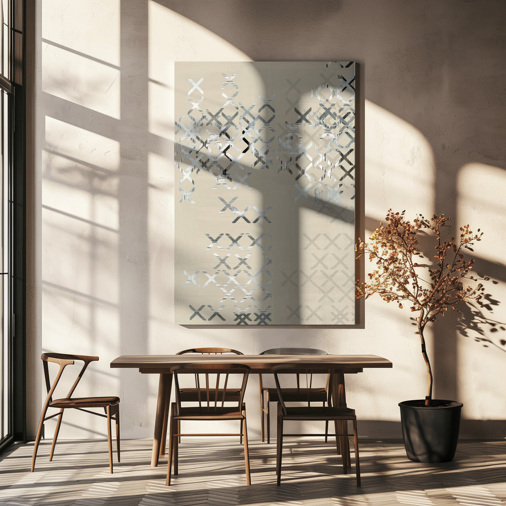 Minimalistische X'en en O'en Zwart-wit compositie 2 | Canvas