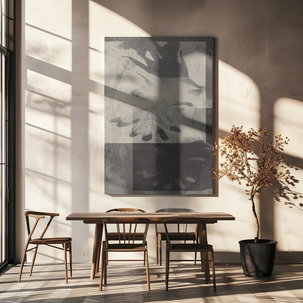 Fluisterende bladeren – Abstract patroon in taupe en wit | Canvas