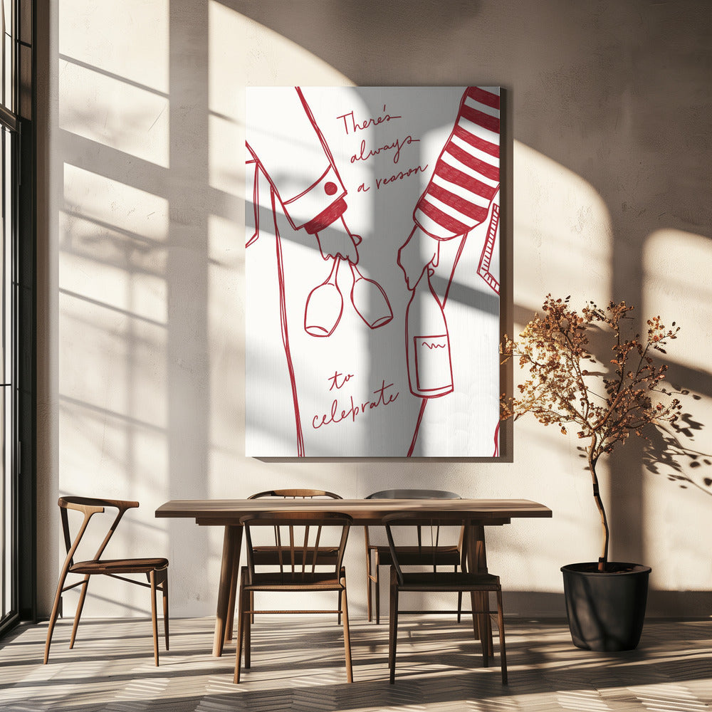 Vrouw met wijnfles en wijnglas (rood) - Wine Vin Rouge Femme | Canvas