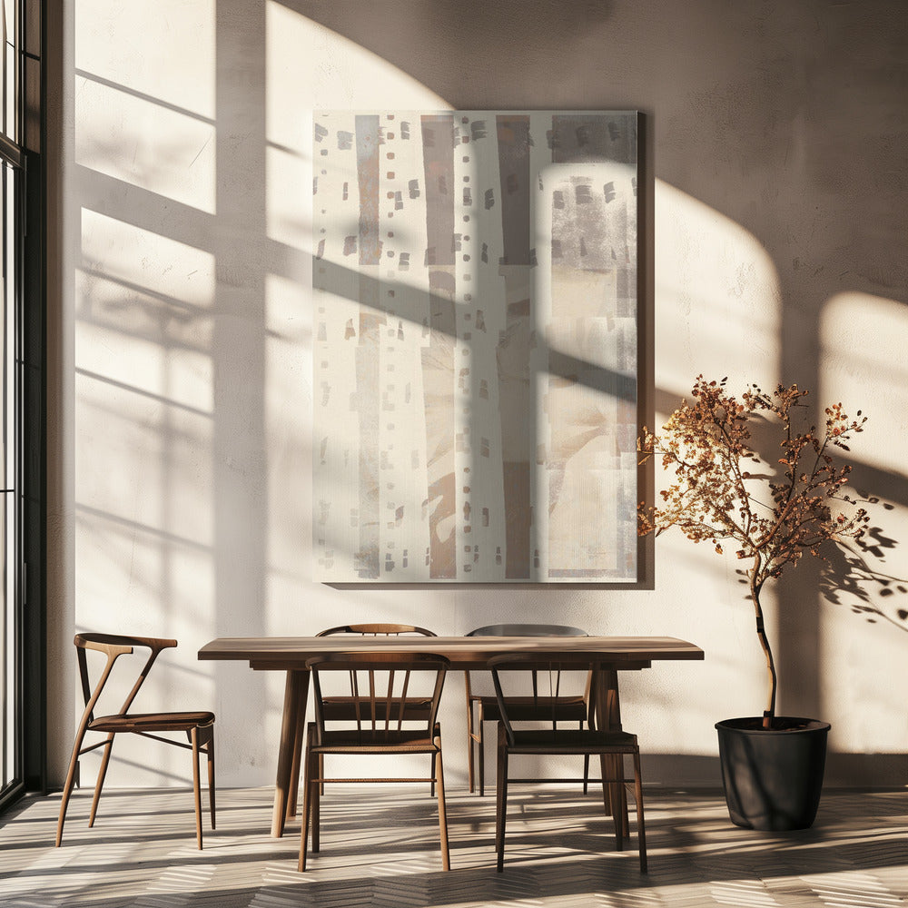 Neutraal abstract patroon in licht terracotta, taupe en wit. | Canvas