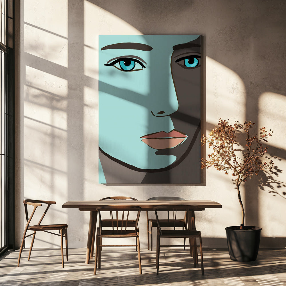 Blauw gezicht | Canvas