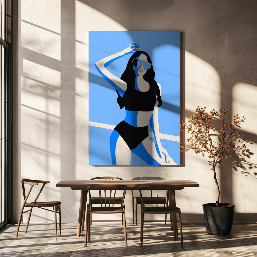Blauw Sportmeisje | Canvas