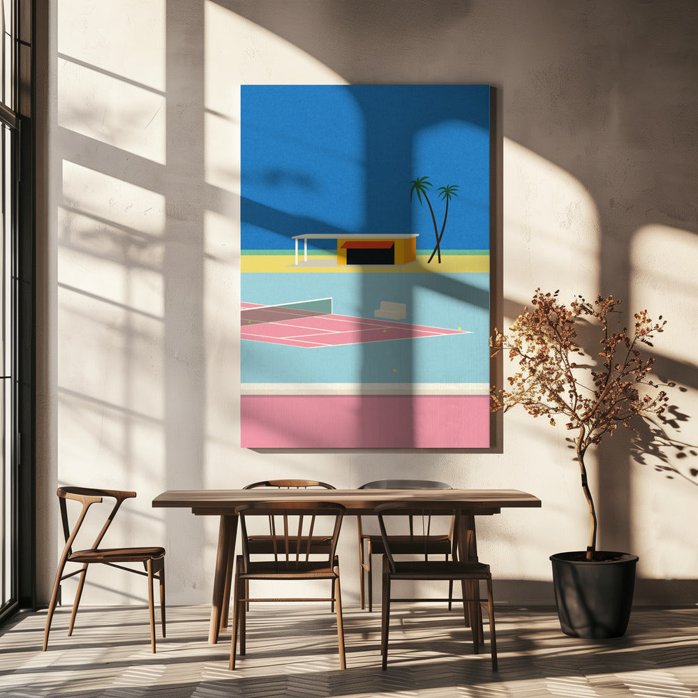 Tennis aan het strand | Canvas