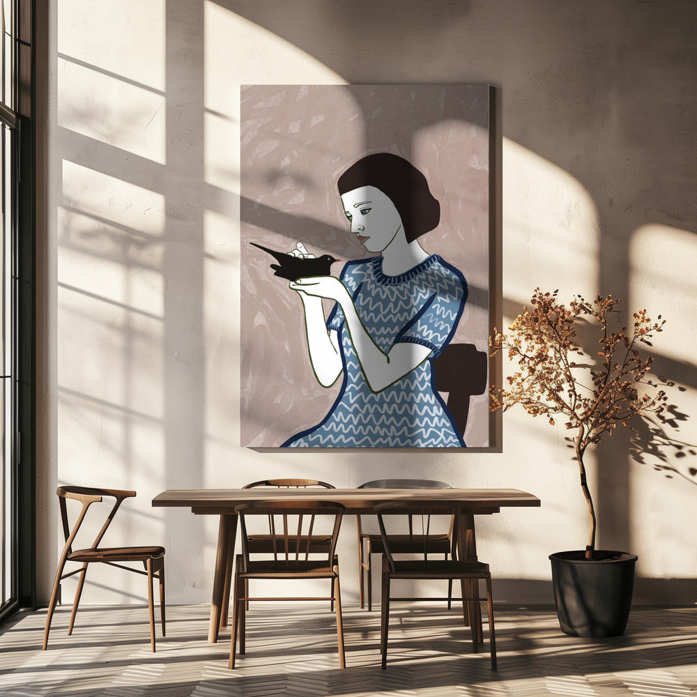 Vogelvrouw zittend | Canvas